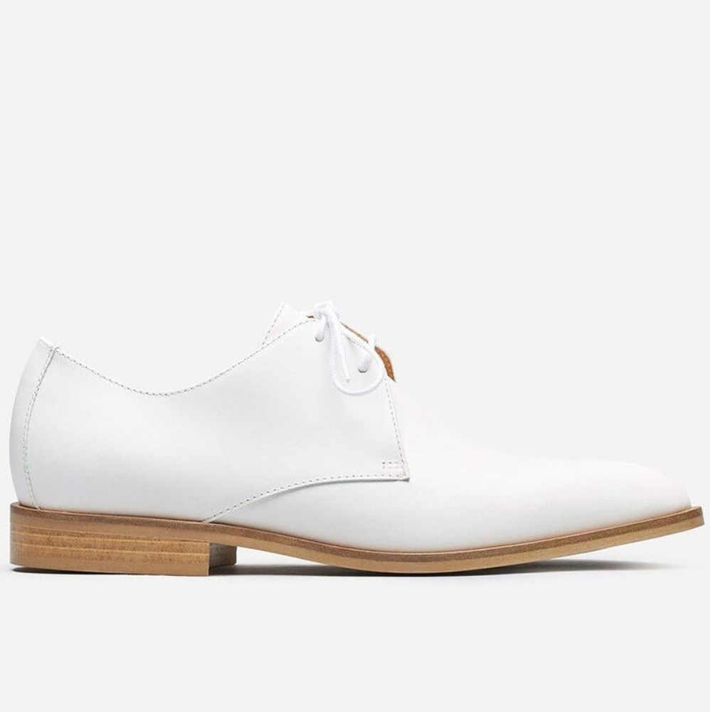 Everlane White Leather The Modern Oxford Lace Up Shoe Size 8.5 US Made in Italy